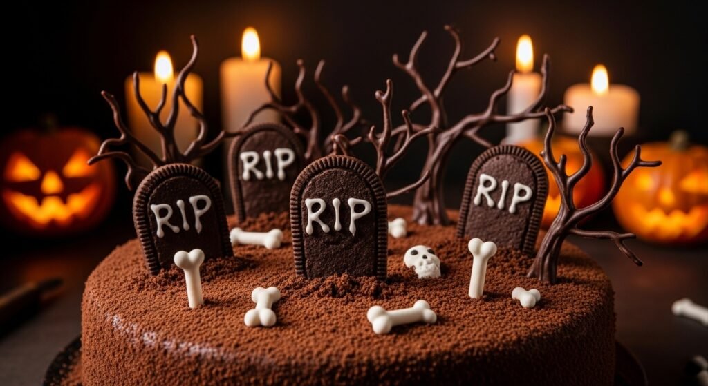 Tarta Cementerio para Halloween la receta más divertida y espeluznante