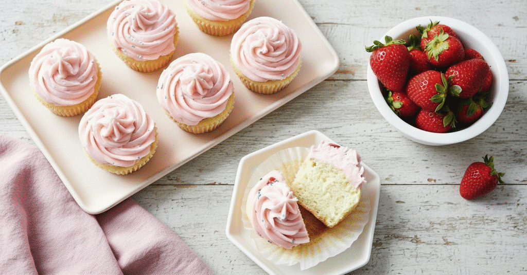 Cupcakes de fresa con glaseado natural: receta fácil y esponjosa