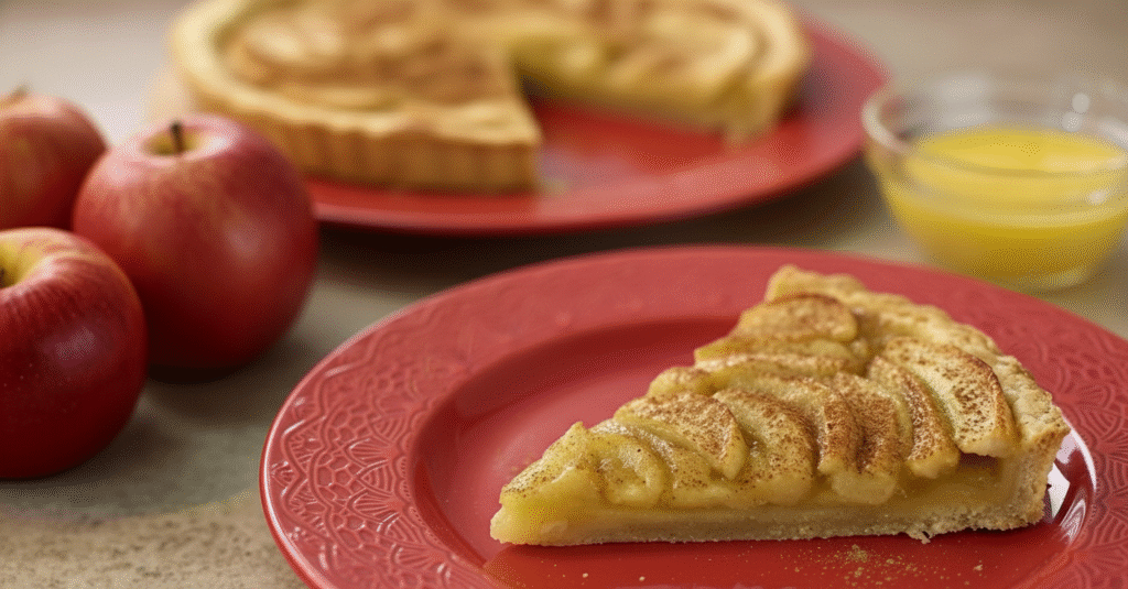 Receta deliciosa de Kuchen de manzana con mermelada casera