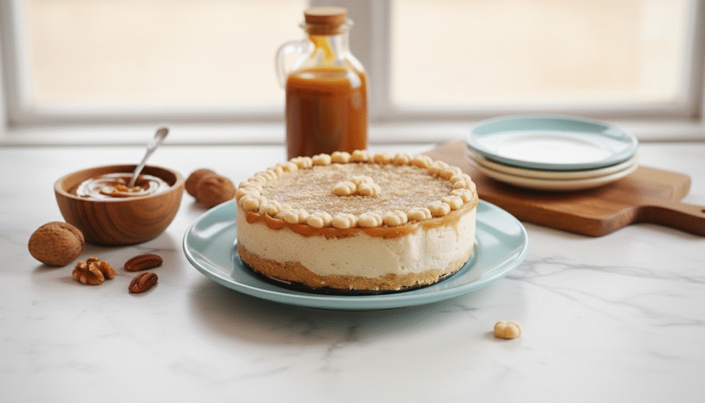 tarta de caramelo y galletas